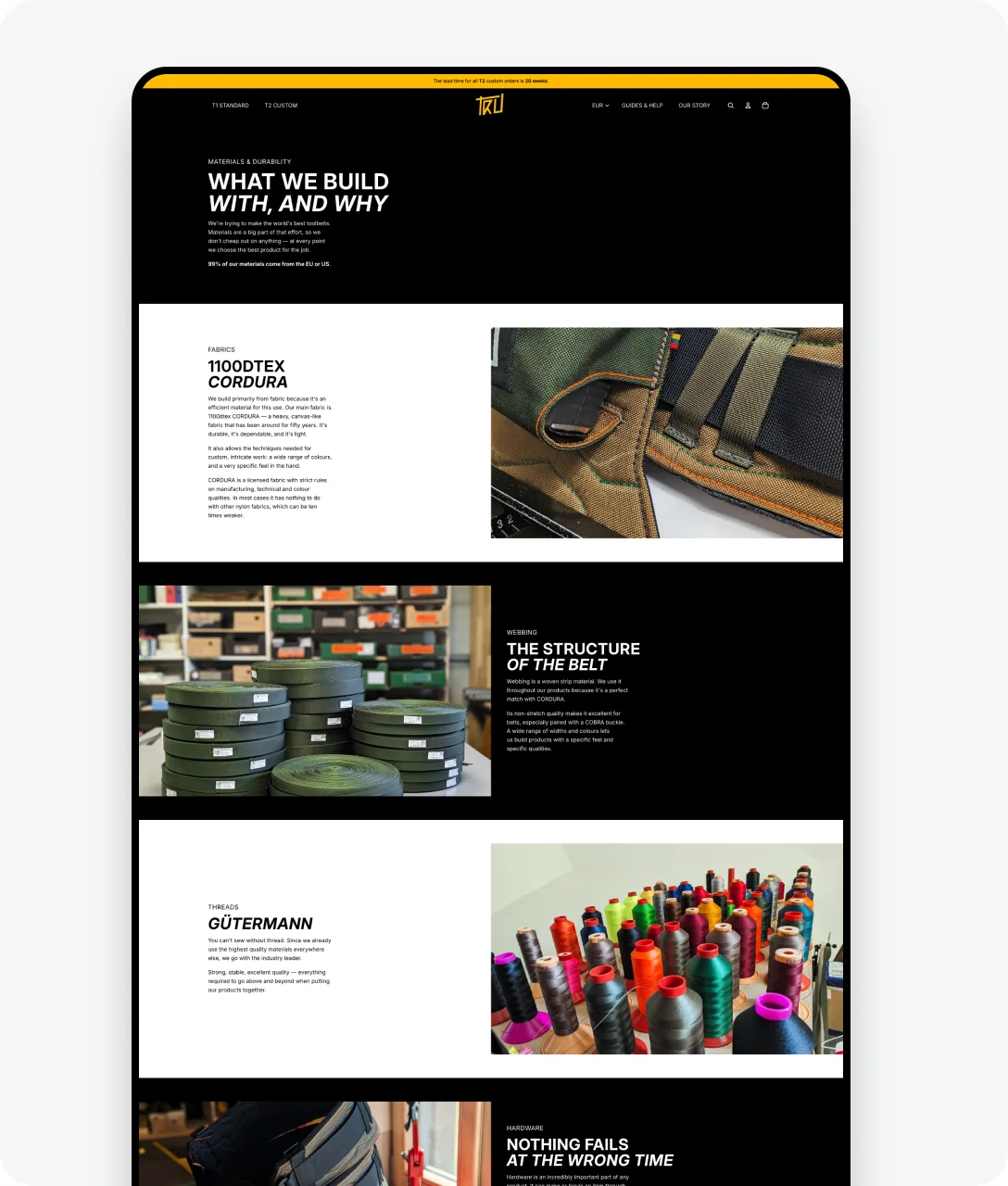 Trugear mobile home page