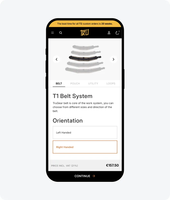 Belt configurator on mobile